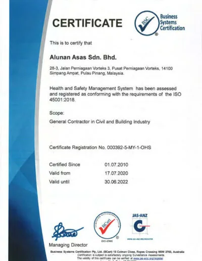 ISO:45001 Health & Safety (OHSAS)